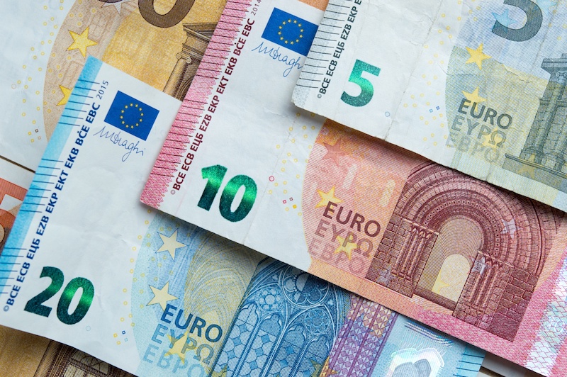 Euros em espécie - moeda da Irlanda