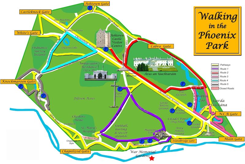 Parque Phoenix em Dublin: mapa