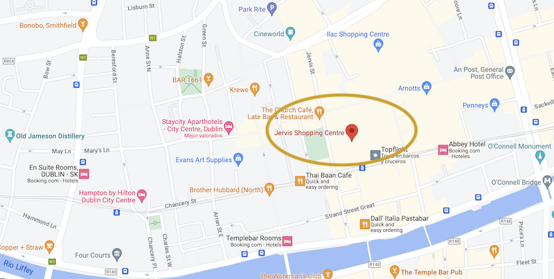 Informações Shopping Jervis em Dublin: mapa